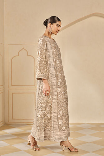 Arisa Embroidered Silk Kaftan - Bronze, Gold, image 3